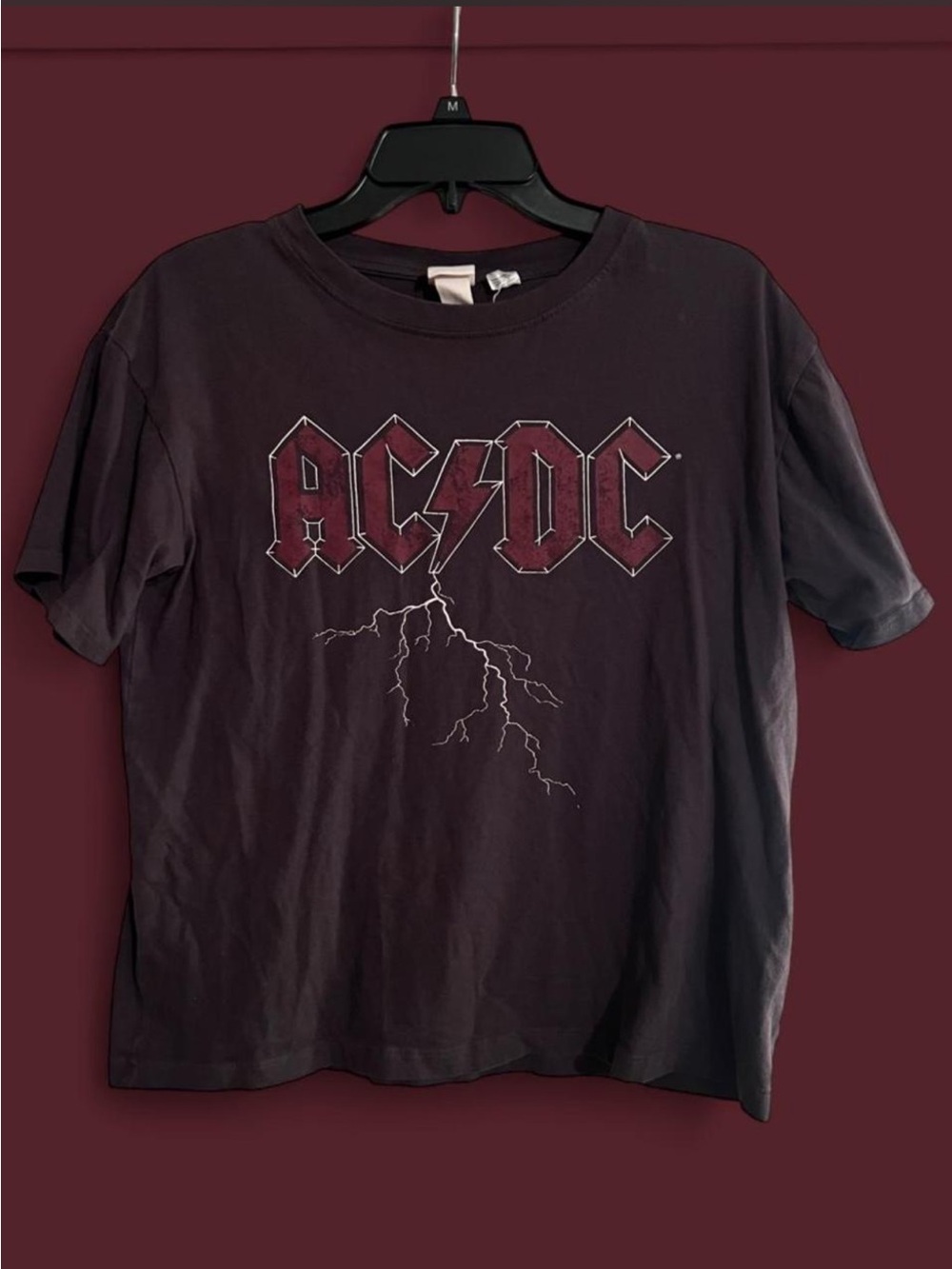 H&M Black AC/DC Graphic Tee with Maroon Logo
